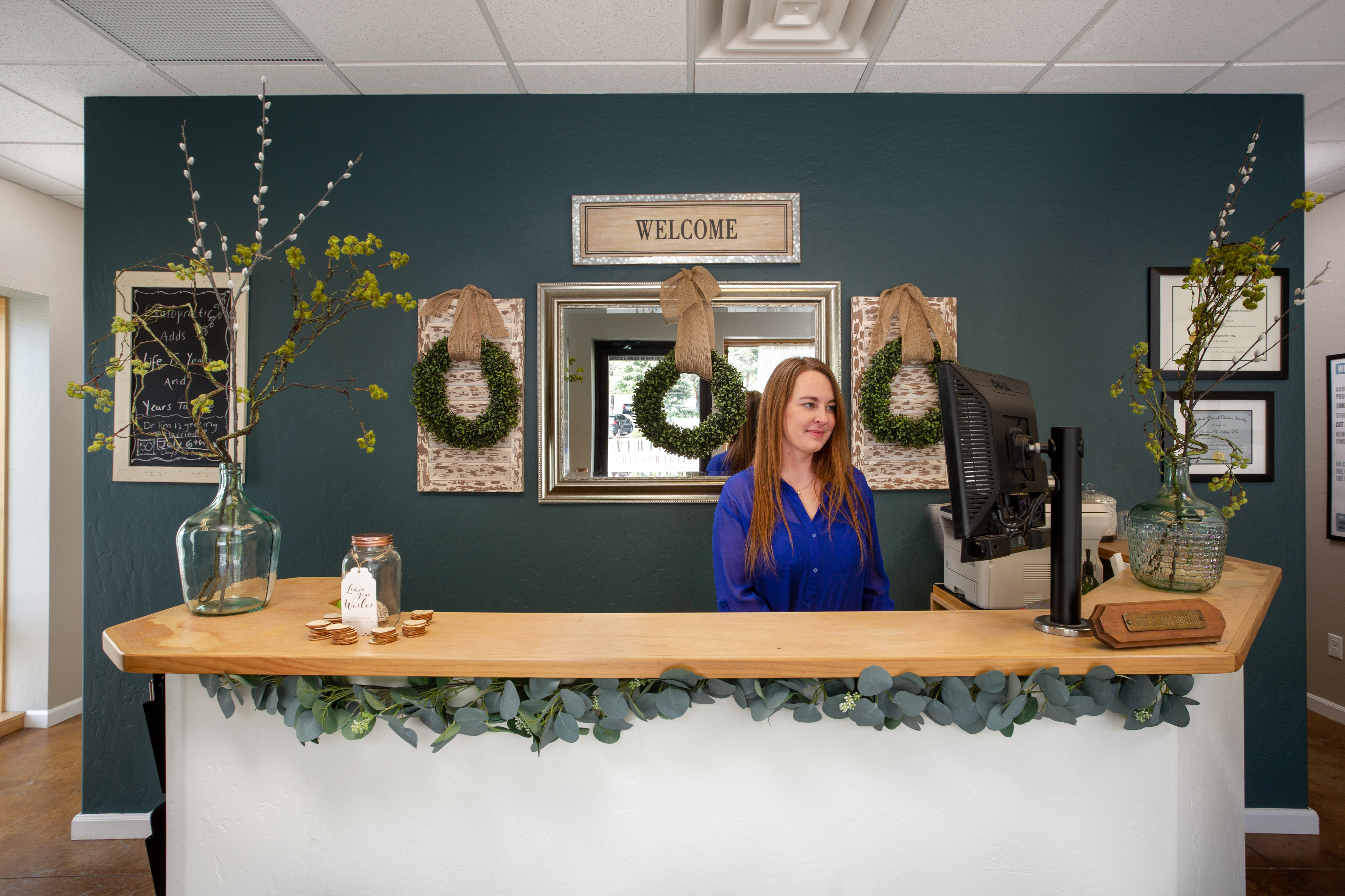 durango co chiropractic office, located near downtown durango, north main, US 550, welcoming office, teal, Dr. Tina Fettig, Gonstead Chiropractor